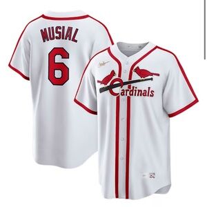 STAN MUSIAL ST LOUIS CARDINALS NIKE HOME THROWBACK COOPERSTOWN JERSEY Small NWT